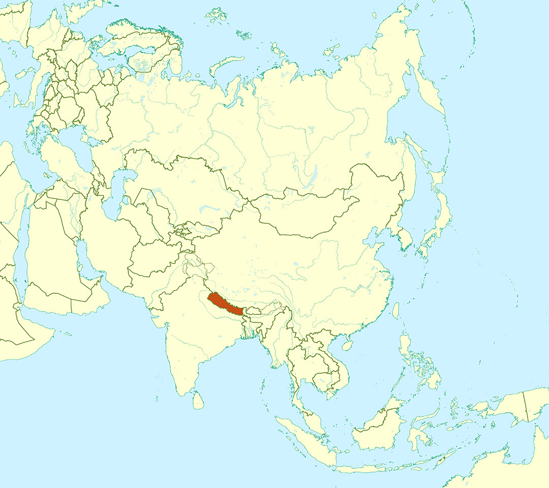 nepal in asia map